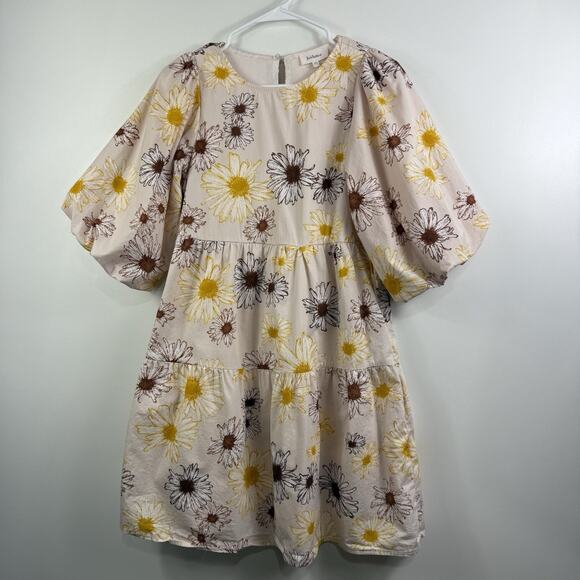 Floral Tiered Puff Sleeved Bohme Dress XS Mini Cottagecore Feminine Bloomcore - Picture 11 of 13